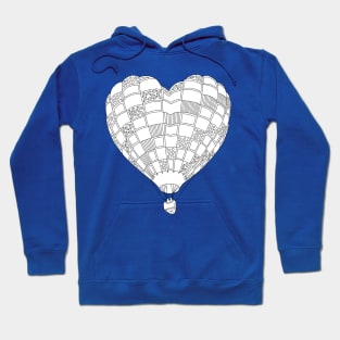 Heart Hot Air Balloon, Adult Coloring Illustration Hoodie